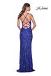 La Femme 31933 Lace-Up Back Floral Sequin Dress