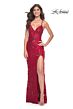 La Femme 31933 Lace-Up Back Floral Sequin Dress