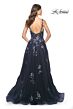 La Femme 31936 Open Back High Slit Floral Dress
