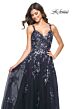 La Femme 31936 Open Back High Slit Floral Dress