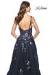 La Femme 31936 Open Back High Slit Floral Dress