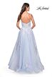 La Femme 31939 Ruched Corset Floral Appliques Dress