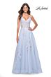 La Femme 31939 Ruched Corset Floral Appliques Dress