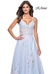 La Femme 31939 Ruched Corset Floral Appliques Dress