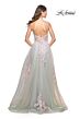 La Femme 31939 Ruched Corset Floral Appliques Dress