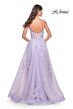 La Femme 31939 Ruched Corset Floral Appliques Dress