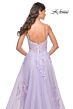 La Femme 31939 Ruched Corset Floral Appliques Dress