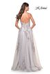 La Femme 31939 Ruched Corset Floral Appliques Dress
