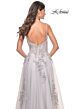 La Femme 31939 Ruched Corset Floral Appliques Dress