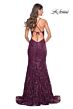 La Femme 31943 Tie Back V-Neck Sequin Dress
