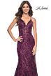La Femme 31943 Tie Back V-Neck Sequin Dress