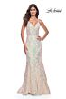 La Femme 31943 Tie Back V-Neck Sequin Dress