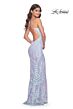 La Femme 31944 Criss Cross Back Leaf Sequin Dress