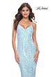 La Femme 31944 Criss Cross Back Leaf Sequin Dress