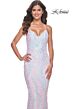 La Femme 31944 Criss Cross Back Leaf Sequin Dress