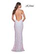 La Femme 31944 Criss Cross Back Leaf Sequin Dress