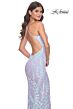 La Femme 31944 Criss Cross Back Leaf Sequin Dress