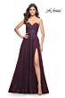 La Femme 31954 Floral Bodice High Slit Strapless Dress