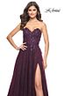 La Femme 31954 Floral Bodice High Slit Strapless Dress