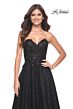 La Femme 31954 Floral Bodice High Slit Strapless Dress