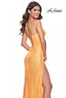 La Femme 31965 High Slit Corset Top Sequin Dress