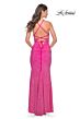 La Femme 31968 Cowl Neckline Lace-Up Embellished Dress