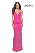 La Femme 31968 Cowl Neckline Lace-Up Embellished Dress