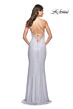 La Femme 31968 Cowl Neckline Lace-Up Embellished Dress