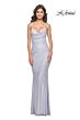 La Femme 31968 Cowl Neckline Lace-Up Embellished Dress