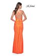 La Femme 31968 Cowl Neckline Lace-Up Embellished Dress