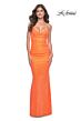 La Femme 31968 Cowl Neckline Lace-Up Embellished Dress