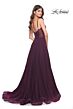 La Femme 31970 Ruched Corset High Slit Embellished Dress