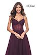 La Femme 31970 Ruched Corset High Slit Embellished Dress