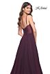 La Femme 31970 Ruched Corset High Slit Embellished Dress