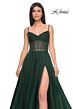 La Femme 31970 Ruched Corset High Slit Embellished Dress