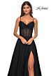 La Femme 31970 Ruched Corset High Slit Embellished Dress