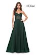 La Femme 31971 Ruched Corset High Slit Strapless Dress