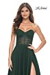 La Femme 31971 Ruched Corset High Slit Strapless Dress
