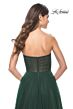La Femme 31971 Ruched Corset High Slit Strapless Dress