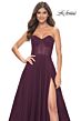 La Femme 31971 Ruched Corset High Slit Strapless Dress