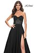 La Femme 31971 Ruched Corset High Slit Strapless Dress