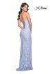 La Femme 31973 Lace-Up Back V-Neck Embellished Dress