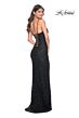 La Femme 31973 Lace-Up Back V-Neck Embellished Dress