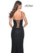 La Femme 31973 Lace-Up Back V-Neck Embellished Dress
