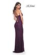 La Femme 31973 Lace-Up Back V-Neck Embellished Dress