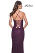 La Femme 31973 Lace-Up Back V-Neck Embellished Dress