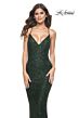 La Femme 31973 Lace-Up Back V-Neck Embellished Dress