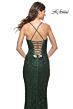 La Femme 31973 Lace-Up Back V-Neck Embellished Dress