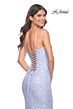 La Femme 31973 Lace-Up Back V-Neck Embellished Dress