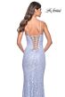La Femme 31973 Lace-Up Back V-Neck Embellished Dress